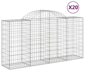 vidaXL Συρματοκιβώτια Τοξωτά 20 τεμ. 200x50x100/120 εκ. Γαλβαν. Ατσάλι