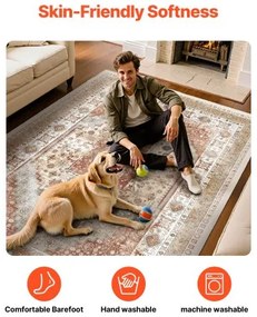 VEVOR Large Area Rug 8 x 10 ft Anti-Skid Indoor Floor Mat Vintage Brown Red