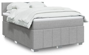 vidaXL Κρεβάτι Boxspring με Στρώμα Ανοιχτό Γκρι 140x190 εκ. Υφασμάτινο