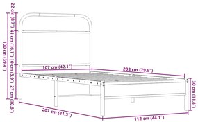 Πλαίσιο Κρεβατιού Χωρ. Στρώμα Καφέ Δρυς 107x203 εκ Επ. Ξύλο - Καφέ