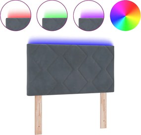 vidaXL LED κεφαλάρι Σκούρο Γκρι 80 cm Τεχνητό Δέρμα