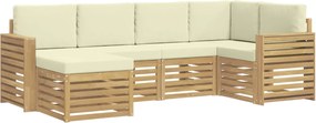 vidaXL Σειρά Καναπέ Εξωτερικού 6 pcs Λευκό και Κρεμ Πολυεστέρας