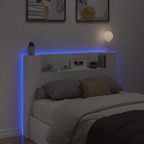 vidaXL Κεφαλάρι Ντουλάπι με LED με ράφι Λευκός 140 x 16,5 x 103,5 cm