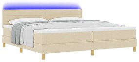 vidaXL Κρεβάτι Σταθερού Στρώματος με Ματράζ & LED Κρεμ 200x200 εκ. Υφασμάτινο