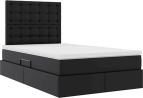 vidaXL Κρεβάτι Αποθήκης Μαύρο 120 x 190 cm Τεχνητό Δέρμα