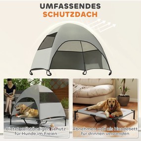 PawHut Κρεβάτι Σκύλου Εξωτερικού Χώρου με Στέγαστρο, Ανυψωμένο Κρεβάτι Σκύλου για Μεγάλους Σκύλους, 91 x 76 x 90 cm, Ανοιχτό Γκρι