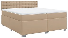 Κρεβάτι Boxspring με Στρώμα Καπουτσίνο 200x200εκ.από Συνθ.Δέρμα - Καφέ