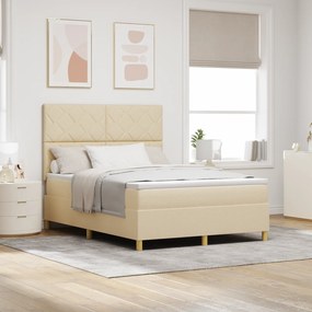 vidaXL Κρεβάτι με Στρώμα Κρεμ 140x200 cm Ύφασμα