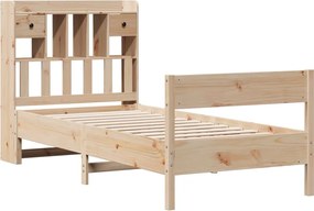 vidaXL Κρεβάτι Βιβλιοθήκη Χωρίς Στρώμα 75x190 εκ Μασίφ Ξύλο Πεύκο