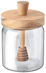 Δοχείο Μελιού Με Κουτάλι Acacia 01-17453 9x9x13,5cm 450ml Natural-Clear Estia Wood, Glass