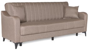 Καναπές-κρεβάτι με αποθηκευτικό χώρο τριθέσιος Rudy καφέ-μπεζ ύφασμα 204x78x85