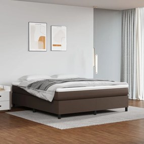 Κρεβάτι Boxspring με Στρώμα Καφέ 160x200εκ. από Συνθετικό Δέρμα - Καφέ