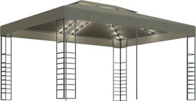 vidaXL Κιόσκι με Φωτάκια LED Taupe 3 x 4 μ.
