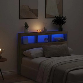 vidaXL Κεφαλάρι με Αποθηκευτικό Χώρο &amp; LED Artisan Δρυς 140x17x102 εκ.