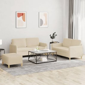 vidaXL Πολυθρόνες Σετ 3 Τεμαχίων Κρεμ από Ύφασμα με Μαξιλάρια