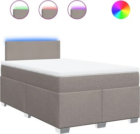vidaXL Κρεβάτι Boxspring με Στρώμα Taupe 120x190 εκ. Υφασμάτινο