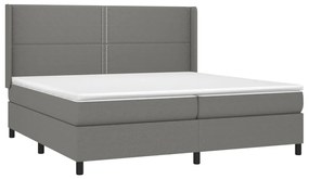 vidaXL Κρεβάτι Boxspring με Στρώμα &amp; LED Σκ.Γκρι 200x200εκ. Υφασμάτινο