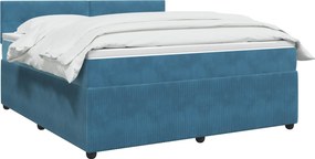 vidaXL Κρεβάτι box spring με στρώμα Σκούρο Μπλε 140 x 190 cm Βελούδο