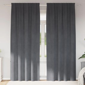 Curtains Blackout vidaXL με κορδόνι 2 τεμ Σούπερ Ανοιχτό Γκρι Βελούδο