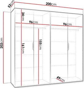 Ντουλάπα Malaga τετράφυλλη-Leuko