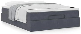 Οθωμανικό κρεβάτι με στρώμα σκούρο γκρι 140x190cm Βελούδο 3311184