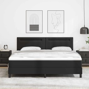 vidaXL Κρεβάτι με ελατήρια Μαύρο 180 x 200 cm Τεχνητό δέρμα
