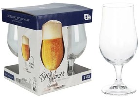 Excellent Houseware Σετ Ποτήρια Μπύρας 4 Τεμάχια 370ml Γυάλινα Διάφανα CC7000320