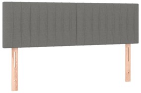 vidaXL Κρεβάτι Boxspring με Στρώμα &amp; LED Σκ.Γκρι 140x200 εκ Υφασμάτινο