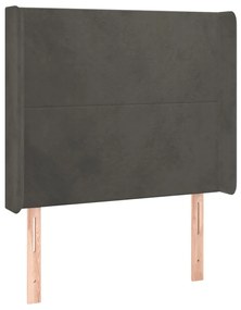 Κεφαλάρι με Πτερύγια Σκούρο Γκρι 103x16x118/128 εκ.Βελούδινο 3119343