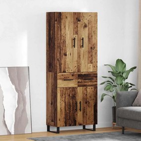 Highboard με συρτάρι 2 pcs Παλιό Ξύλο Σύνθετο Ξύλο και Γυαλί