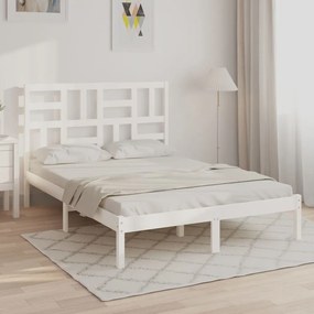 vidaXL Πλαίσιο Κρεβατιού Λευκό 140 x 190 εκ. από Μασίφ Ξύλο