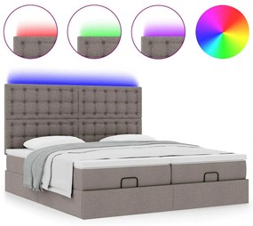 vidaXL Οθωμανικό κρεβάτι με στρώματα & LEDs Taupe 180x200cm ύφασμα