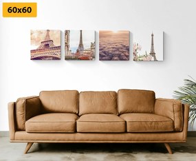 Σετ εικόνων Πύργος του Άιφελ στο Παρίσι - 4x 60x60