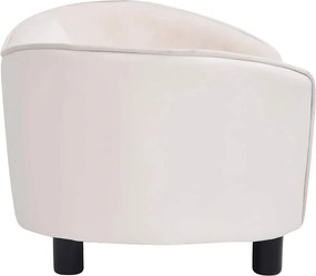 vidaXL Καναπές-Κρεβάτι Σκύλου Κρεμ 69x49x40 εκ. Βελουτέ/Συνθετ. Δέρμα