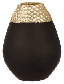 Βάζο Bulbous "Imperium" Αλουμίνιο Μαύρο Χρυσό PU 16x16x21cm