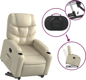 vidaXL Πολυθρόνα Ανακλινόμενη με Ανύψωση Κρεμ από Συνθετικό Δέρμα