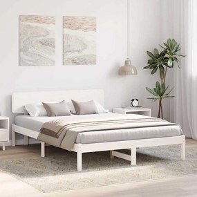 vidaXL Σκελετός Κρεβατιού Λευκό 140 x 200 cm Μασίφ ξύλο πεύκου