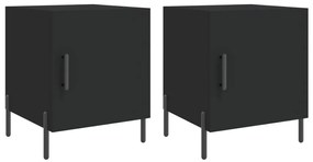 vidaXL Κομοδίνα 2 τεμ. Μαύρα 40 x 40 x 50 εκ. από Επεξεργασμένο Ξύλο