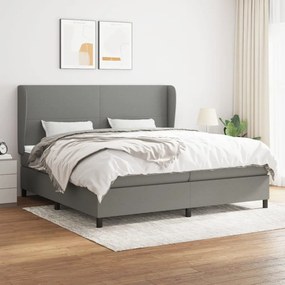 vidaXL Κρεβάτι Boxspring με Στρώμα Σκούρο Γκρι 200x200 εκ. Υφασμάτινο