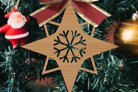 Σετ των 2 Intra απο ξύλο plywood Χρώμα wenge 3mm-4mm πάχος - Παιχνίδια Χριστουγεννιάτικου Δέντρου Δίασταση 15x15 cm INTRAFABR-79893729