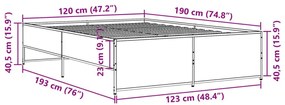 Πλαίσιο Κρεβατιού Sonoma Δρυς 120x190 εκ. Επεξ. Ξύλο &amp; Μέταλλο - Καφέ