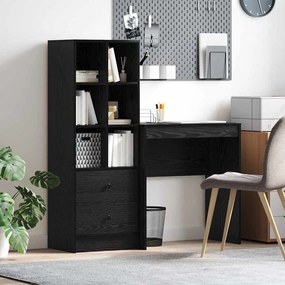 vidaXL Γραφείο με συρτάρι με ράφι με αποθήκευση 2 pcs Μαύρη Οξυά