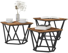 vidaXL Τραπεζάκι σαλονιού 3 pcs Παλαιό ξύλο 50 x 50 x 40 cm