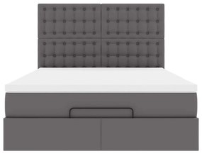 vidaXL Οθωμανικό κρεβάτι με στρώμα Γκρι 140x200cm Faux Leather