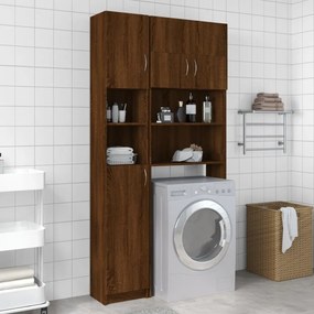 vidaXL Ντουλάπι Μπάνιου Καφέ Δρυς 32x25,5x190 εκ. Επεξεργασμένο Ξύλο