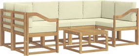 vidaXL Σειρά Καναπέ Εξωτερικού με μαξιλάρι 7 pcs Λευκό και Κρεμ