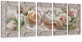 Τριαντάφυλλα εικόνας 5 μερών σε ιστορικό πλαίσιο - 100x50