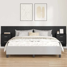 vidaXL Κεφαλή κρεβατιού με κομοδίνο 3 pcs Μαύρη Οξυά