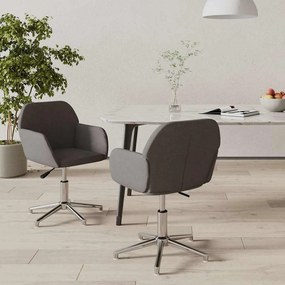 VidaXL Καρέκλες Τραπεζαρίας Περιστρεφόμενες 2 τεμ Σκ. Γκρι Υφασμάτινες