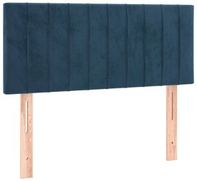 vidaXL Κρεβάτι Boxspring με Στρώμα Σκούρο Μπλε 90x190 εκ. Βελούδινο